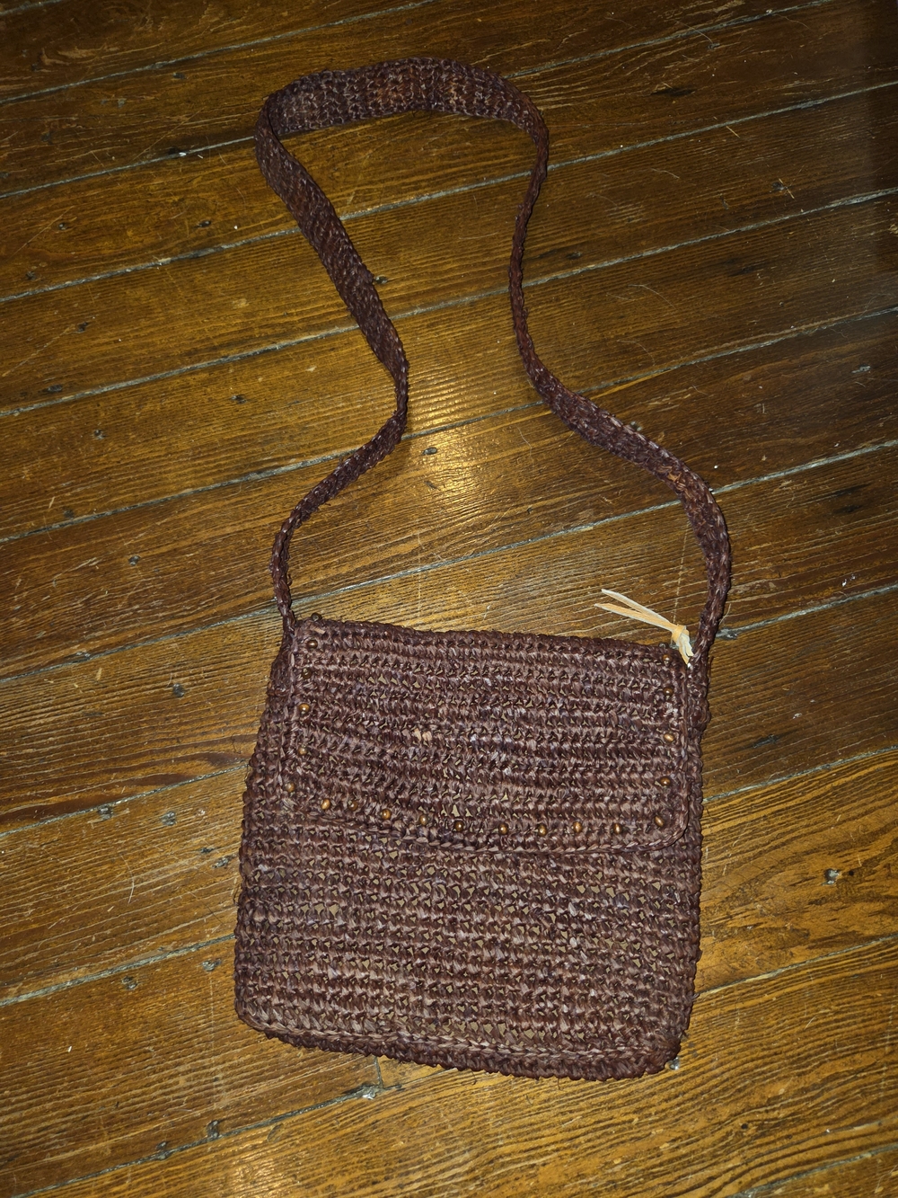 New York & Company Brown Woven Crossbody Bag
